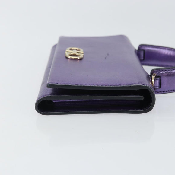 Salvatore Ferragamo Gancini Long Wallet Leather Purple Gold Auth 166383A