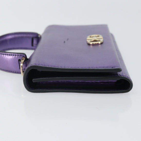 Salvatore Ferragamo Gancini Long Wallet Leather Purple Gold Auth 166383A