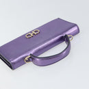 Salvatore Ferragamo Gancini Long Wallet Leather Purple Gold Auth 166383A-6