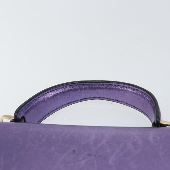 Salvatore Ferragamo Gancini Long Wallet Leather Purple Gold Auth 166383A
