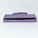 Salvatore Ferragamo Gancini Long Wallet Leather Purple Gold Auth 166383A-5
