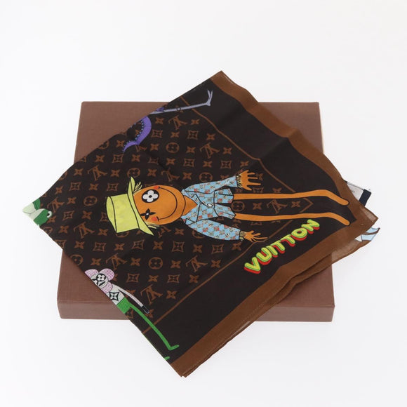 LOUIS VUITTON Monogram LV Friends Halstuch Seide Braun MP2954 Auth 166390V