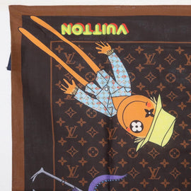LOUIS VUITTON Monogram LV Friends Bandana Scarf Silk Brown MP2954 Auth 166390V - 0