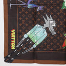LOUIS VUITTON Monogram LV Friends Bandana Scarf Silk Brown MP2954 Auth 166390V-4