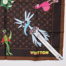LOUIS VUITTON Monogram LV Friends Bandana Scarf Silk Brown MP2954 Auth 166390V-5