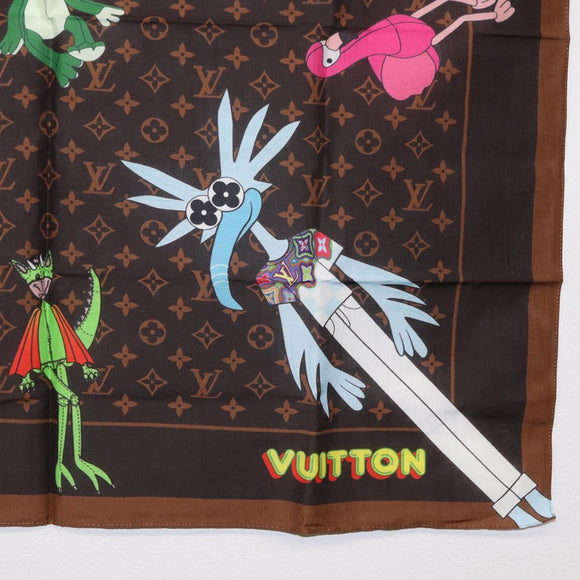 LOUIS VUITTON Monogram LV Friends Halstuch Seide Braun MP2954 Auth 166390V