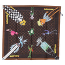 LOUIS VUITTON Monogram LV Friends Bandana Scarf Silk Brown MP2954 Auth 166390V-6
