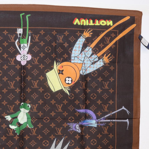 LOUIS VUITTON Monogram LV Friends Bandana Scarf Silk Brown MP2954 Auth 166390V