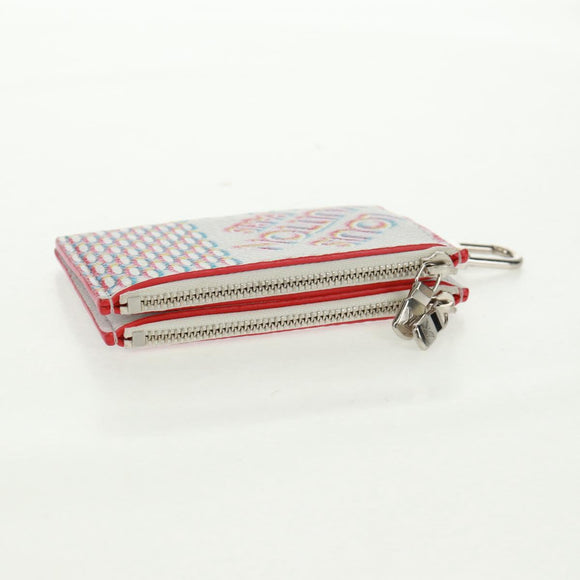 LOUIS VUITTON Damier Spray Double Zip Card Holder White M81430 LV Auth 166392M