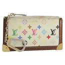LOUIS VUITTON Multicolor Pochette Cles Coin Purse White M92655 LV Auth 166395-1