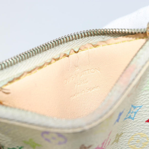 LOUIS VUITTON Multicolor Pochette Cles Coin Purse White M92655 LV Auth 166395