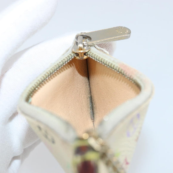 LOUIS VUITTON Multicolor Pochette Cles Coin Purse White M92655 LV Auth 166395