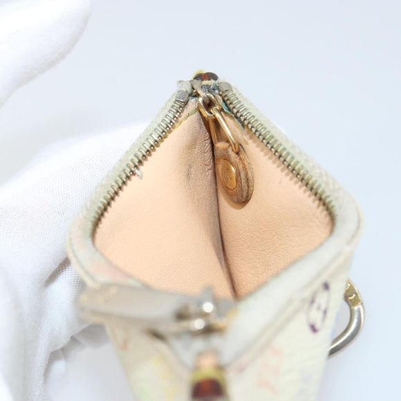 LOUIS VUITTON Multicolor Pochette Cles Coin Purse White M92655 LV Auth 166395