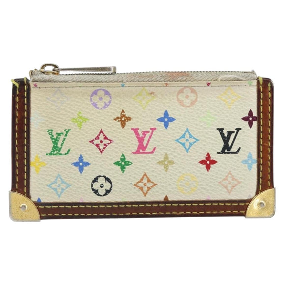 LOUIS VUITTON Multicolor Pochette Cles Coin Purse White M92655 LV Auth 166395