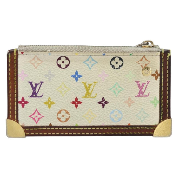 LOUIS VUITTON Multicolor Pochette Cles Coin Purse White M92655 LV Auth 166395