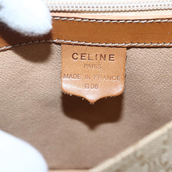 CELINE Macadam Canvas Shoulder Bag PVC Beige Gold Auth 166396