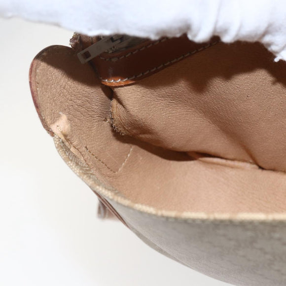 CELINE Macadam Canvas Shoulder Bag PVC Beige Gold Auth 166396