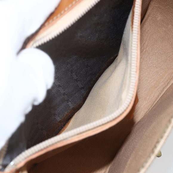 CELINE Macadam Canvas Shoulder Bag PVC Beige Gold Auth 166396