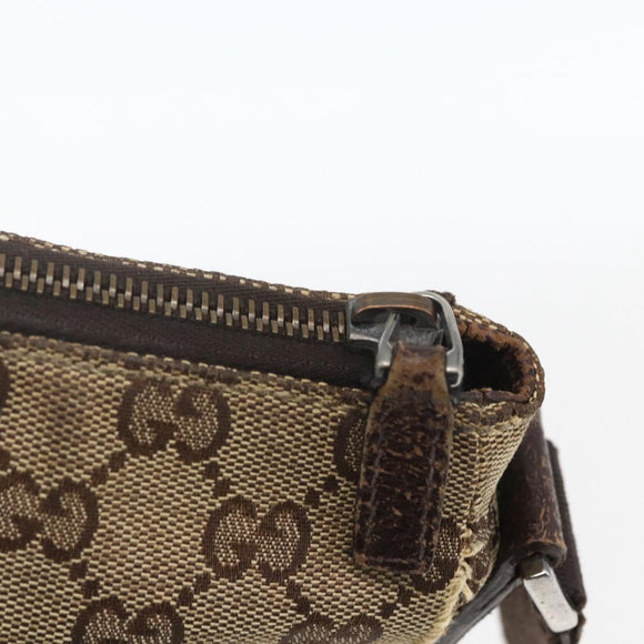 GUCCI GG Canvas Shoulder Bag Beige Silver 114273 Auth 166397