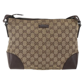 GUCCI GG Canvas Shoulder Bag Beige Silver 114273 Auth 166397 - 0