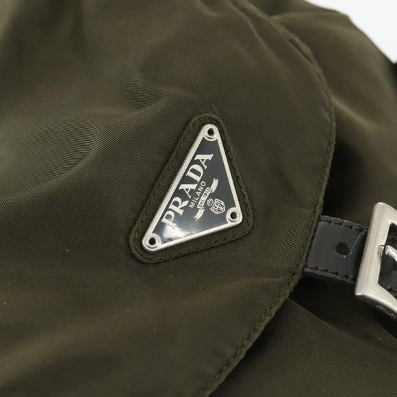 PRADA Backpack Nylon Khaki Silver Auth 166398
