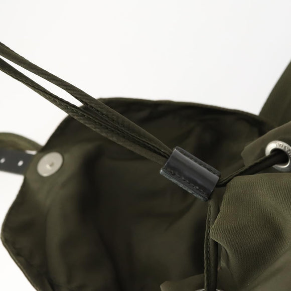 PRADA Backpack Nylon Khaki Silver Auth 166398