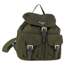 PRADA Backpack Nylon Khaki Silver Auth 166398-1