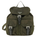 PRADA Backpack Nylon Khaki Silver Auth 166398-13