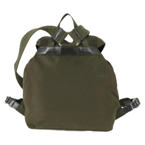 PRADA Backpack Nylon Khaki Silver Auth 166398