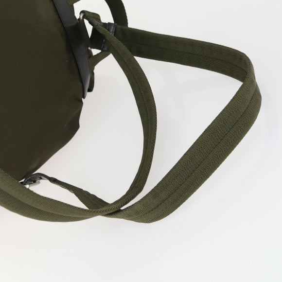 PRADA Backpack Nylon Khaki Silver Auth 166398