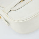 CELINE Horse Carriage Shoulder Bag Leather White Gold Auth 166400-14