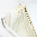CELINE Horse Carriage Shoulder Bag Leather White Gold Auth 166400-20