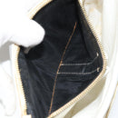 CELINE Horse Carriage Shoulder Bag Leather White Gold Auth 166400-11
