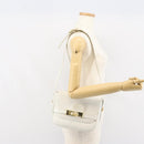 CELINE Horse Carriage Shoulder Bag Leather White Gold Auth 166400-22