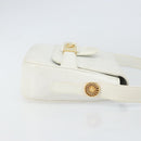 CELINE Horse Carriage Shoulder Bag Leather White Gold Auth 166400-3