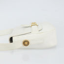 CELINE Horse Carriage Shoulder Bag Leather White Gold Auth 166400-4