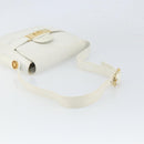 CELINE Horse Carriage Shoulder Bag Leather White Gold Auth 166400-6