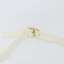 CELINE Horse Carriage Shoulder Bag Leather White Gold Auth 166400-7
