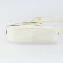 CELINE Horse Carriage Shoulder Bag Leather White Gold Auth 166400-5