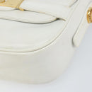CELINE Horse Carriage Shoulder Bag Leather White Gold Auth 166400-8
