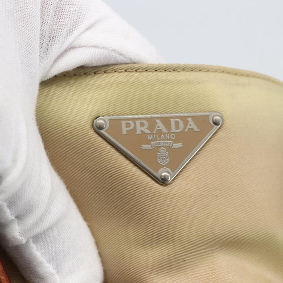 PRADA Tote Bag Nylon Ivory Silver Auth 166401