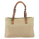 PRADA Tote Bag Nylon Ivory Silver Auth 166401-2