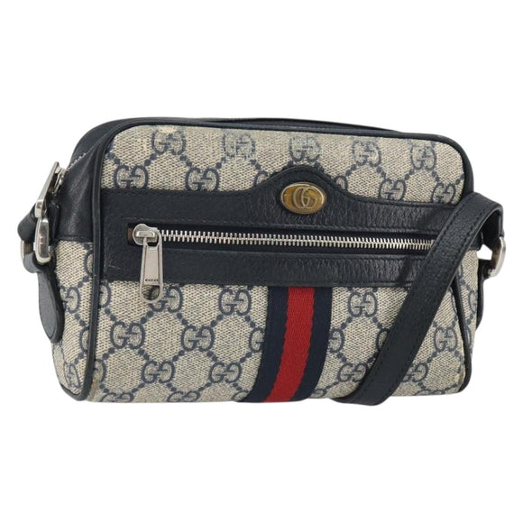 GUCCI Ophidia GG Supreme Sherry Line Shoulder Bag PVC Navy 517350 Auth 166403