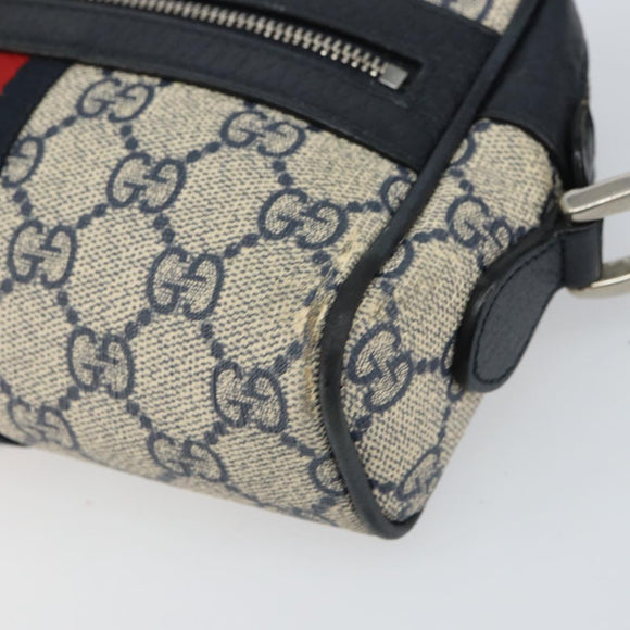GUCCI Ophidia GG Supreme Sherry Line Shoulder Bag PVC Navy 517350 Auth 166403