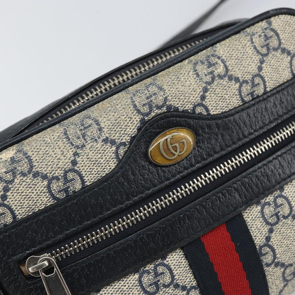 GUCCI Ophidia GG Supreme Sherry Line Shoulder Bag PVC Navy 517350 Auth 166403