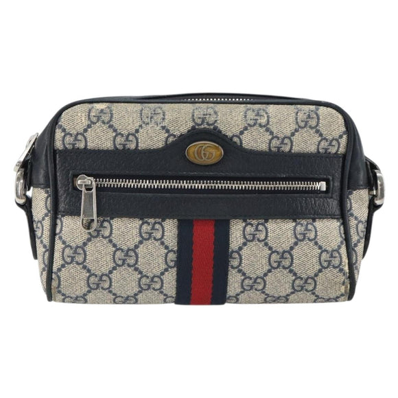 GUCCI Ophidia GG Supreme Sherry Line Shoulder Bag PVC Navy 517350 Auth 166403