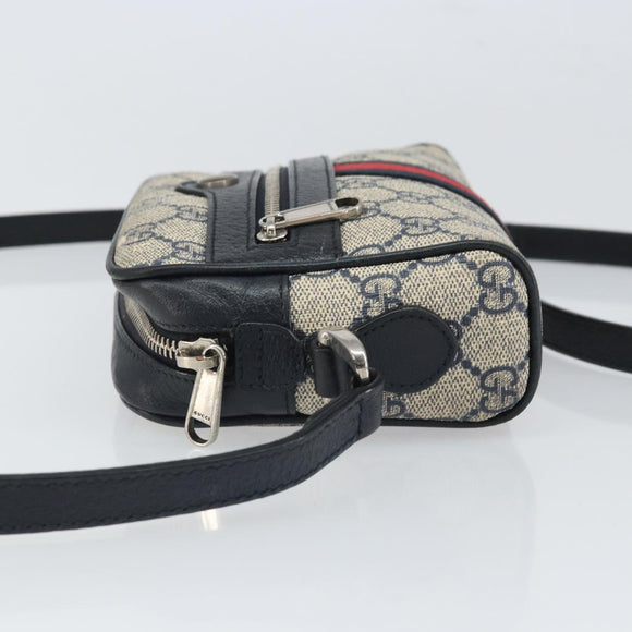 GUCCI Ophidia GG Supreme Sherry Line Shoulder Bag PVC Navy 517350 Auth 166403