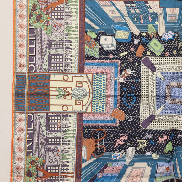 HERMES Carre 90 Scarf ""Objets de Curiosite"" Silk Multicolor Auth 166411SAM