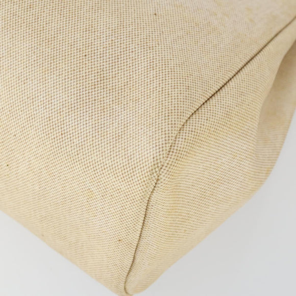 HERMES Her bag Hand Bag Canvas Leather 2way Beige Silver Auth 166412