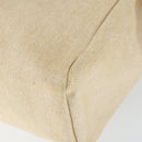 HERMES Her bag Hand Bag Canvas Leather 2way Beige Silver Auth 166412-16